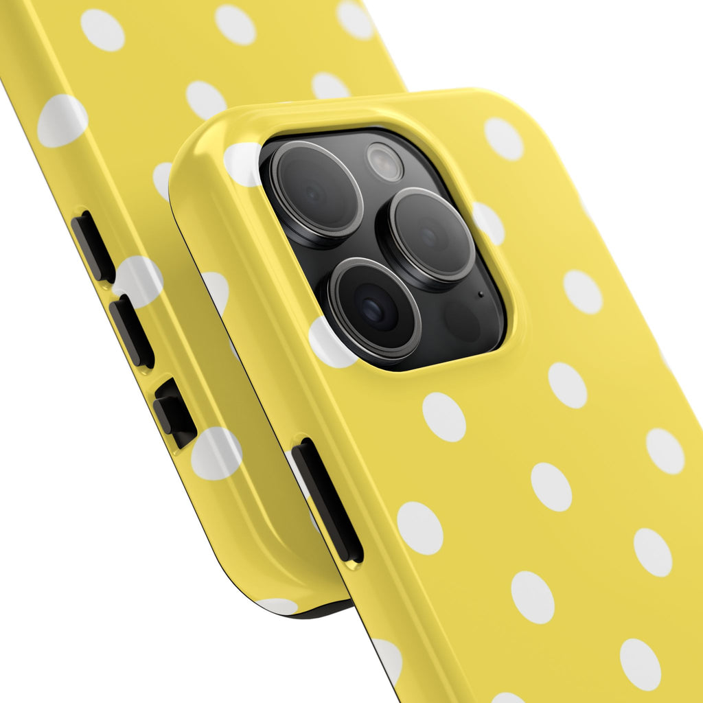 Yellow Polka Dot Tough Phone Case — Cute Protective iPhone Cover