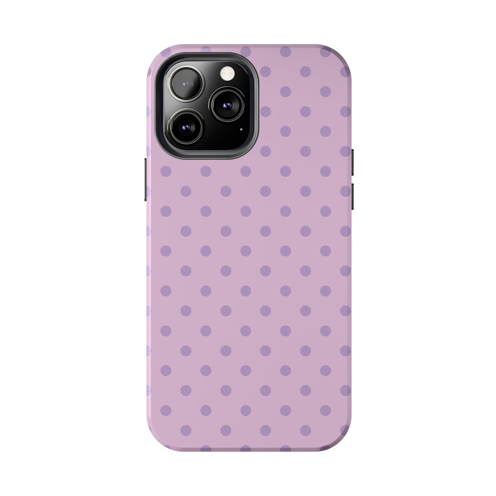 Purple Polka Dot Tough Phone Case — Durable Protective Phone Cover