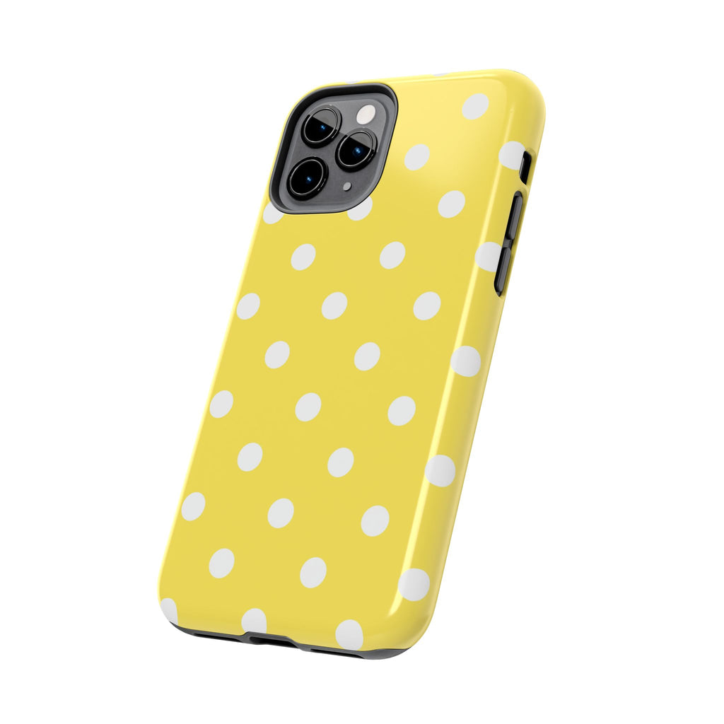 Yellow Polka Dot Tough Phone Case — Cute Protective iPhone Cover