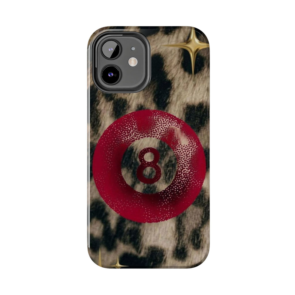 8 Ball Leopard Phone Case — Tough Protective Phone Case with Red 8-Ball Design