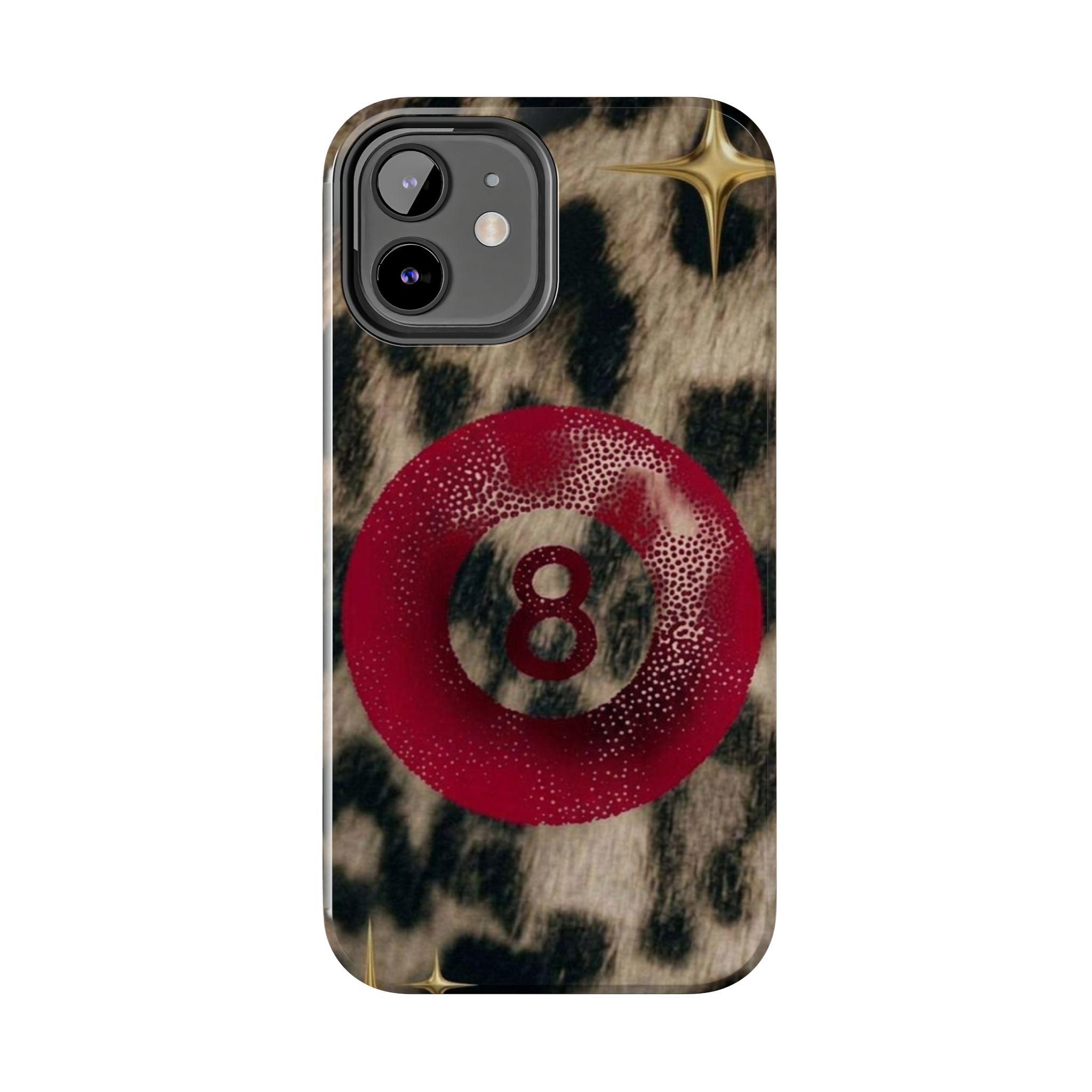 8 Ball Leopard Phone Case — Tough Protective Phone Case with Red 8-Ball Design