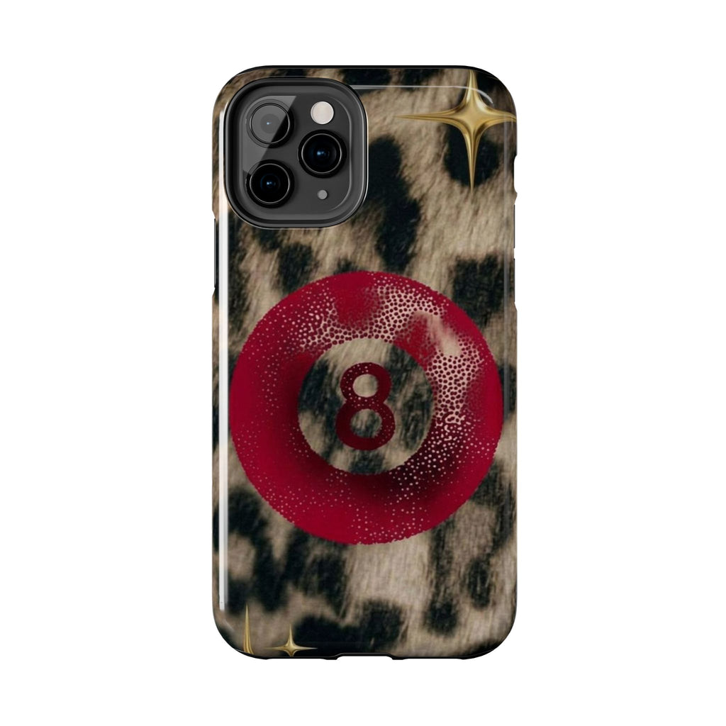 8 Ball Leopard Phone Case — Tough Protective Phone Case with Red 8-Ball Design