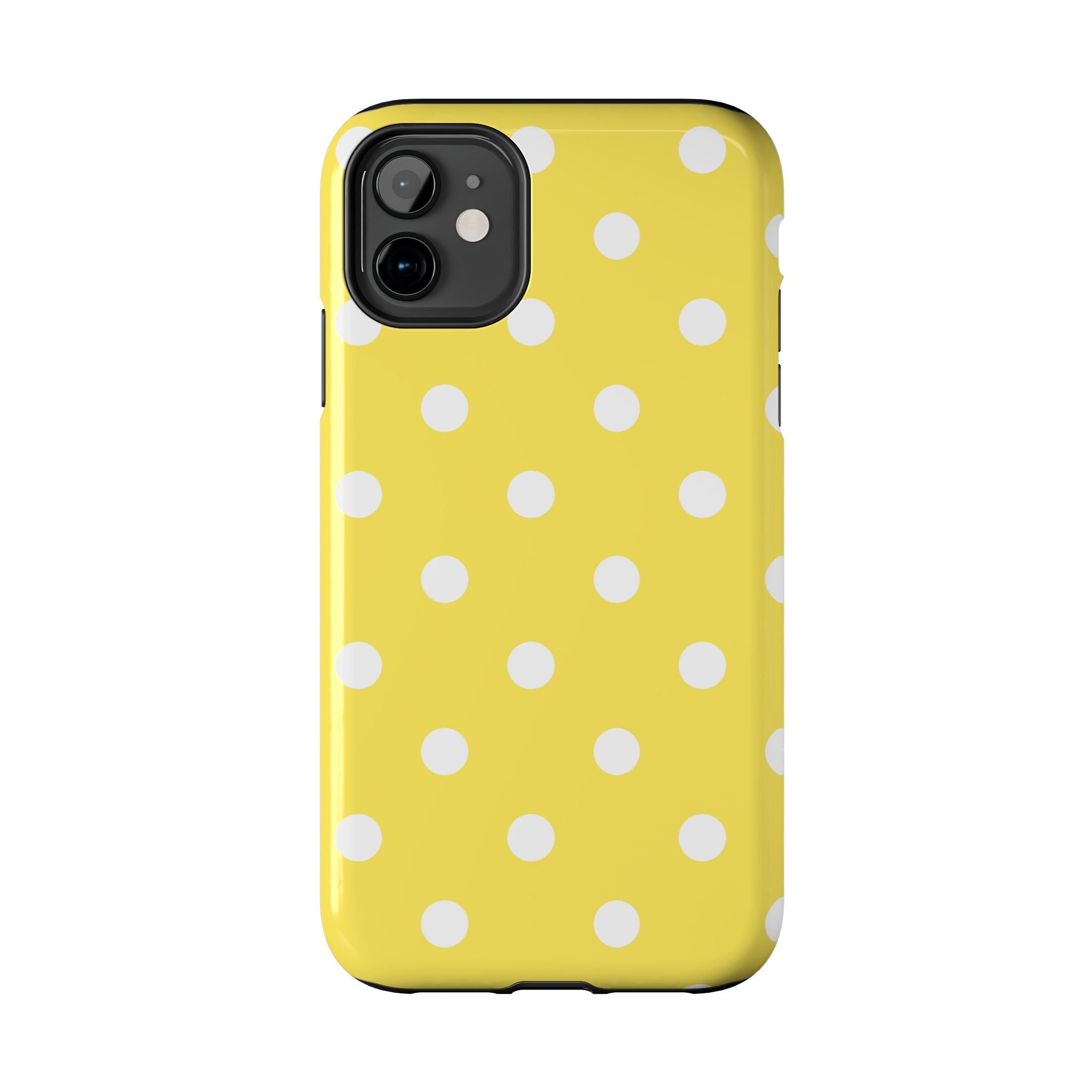 Yellow Polka Dot Tough Phone Case — Cute Protective iPhone Cover