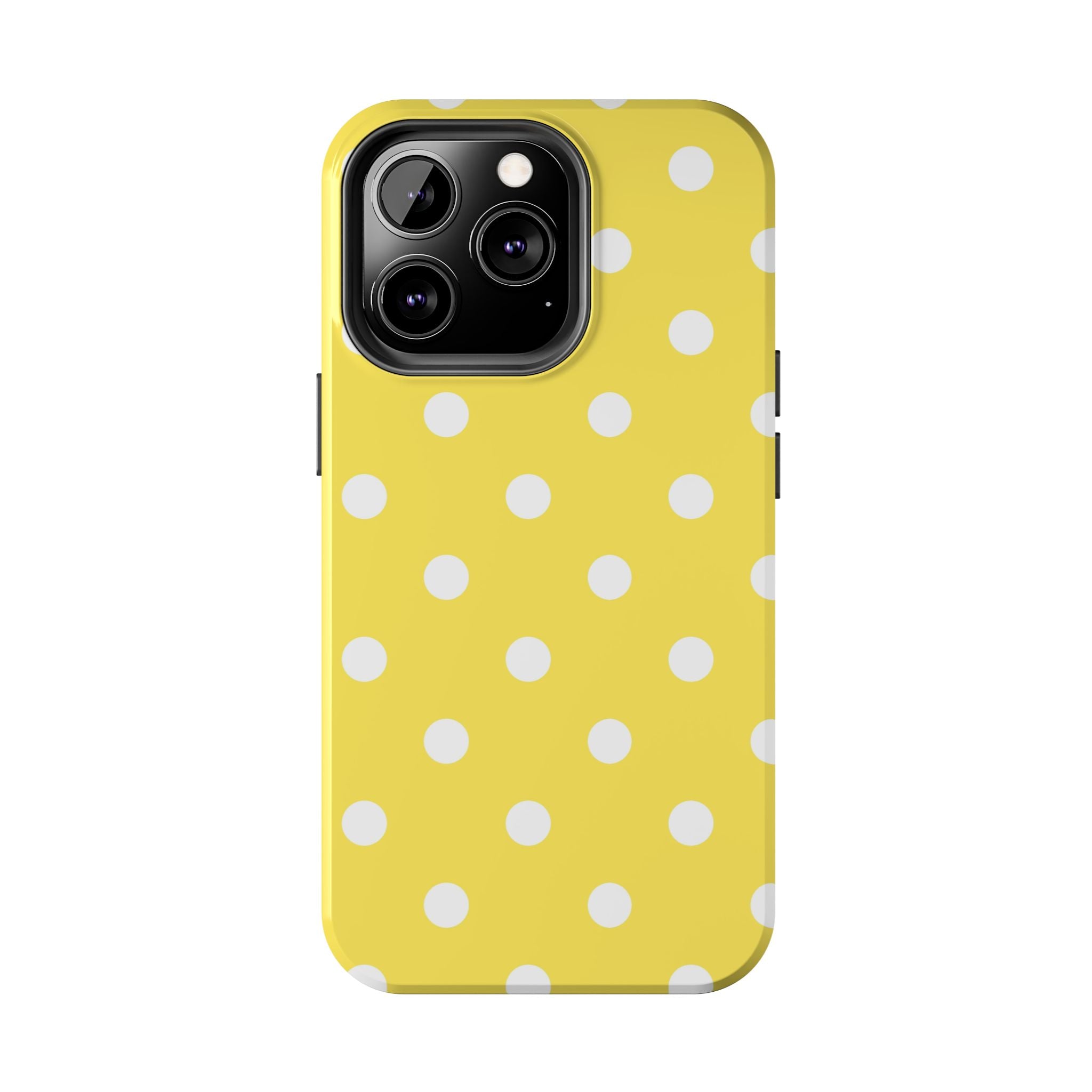 Yellow Polka Dot Tough Phone Case — Cute Protective iPhone Cover